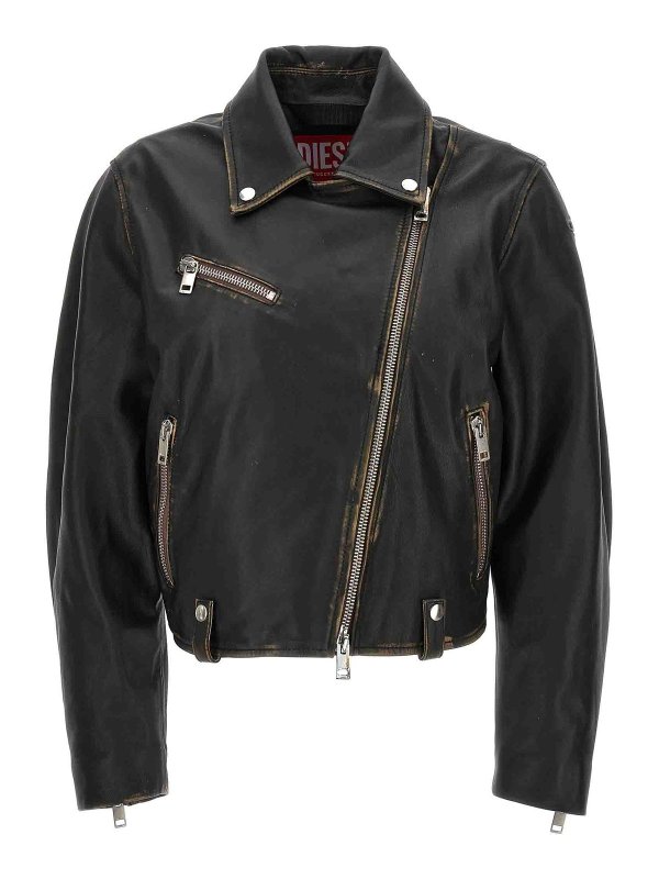 DIESEL: leather jacket online - l-edme jacket