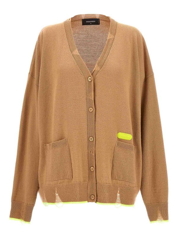 DSQUARED2: cardigans - Cardigan fluo trim