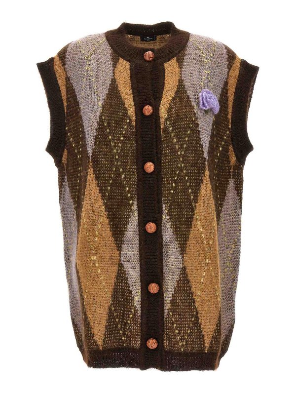 ETRO: vests - Flower argyle vest