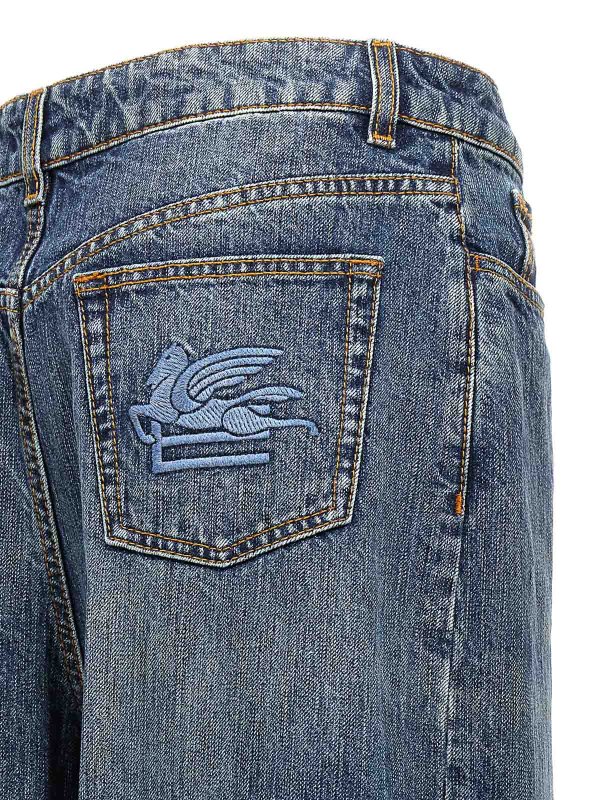 Logo embroidery jeans shop online: ETRO