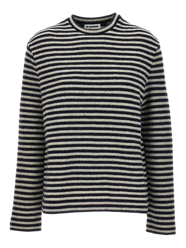 JIL SANDER: crew necks - Logo stripes sweater