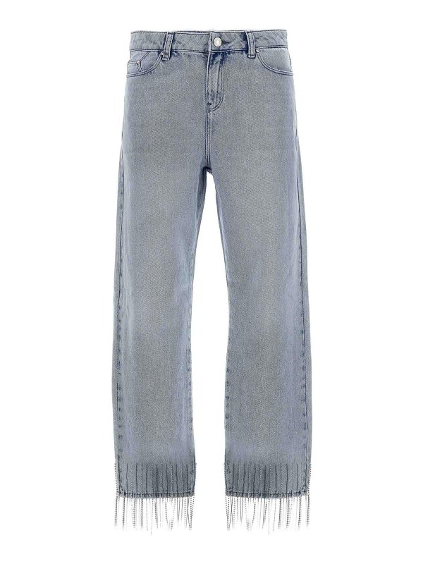 KARL LAGERFELD: bootcut jeans - Rhinestone fringed jeans