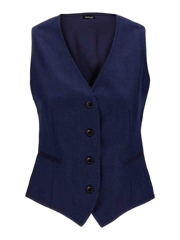 KITON: Gilets tricot - Gilet - Bleu