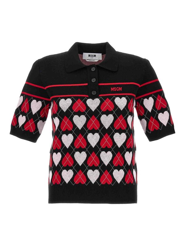 m.s.g.m.: polo shirts - hearts polo shirt