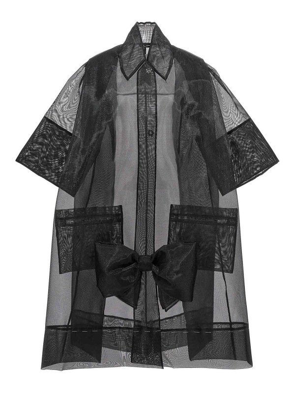 Maison Margiela: short coats - Bow tulle coat