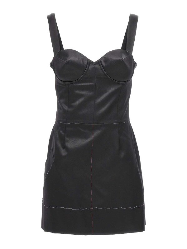 Maison Margiela: knee length dresses - Contrast stitching corset dress