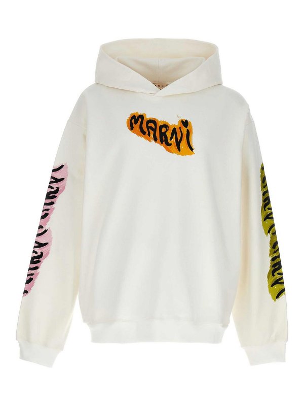 Marni: Sweatshirts & Sweaters - Logo print hoodie