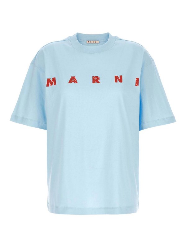 Marni: T-shirts - T-Shirt - Hellblau