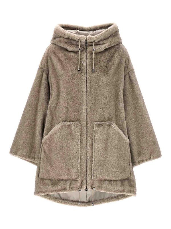 P.A.R.O.S.H.: 毛皮＆シアリングコート - 毛皮/ムートンコート - グレー