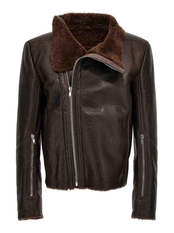 RICK OWENS: leather jacket online - bauhaus jacket
