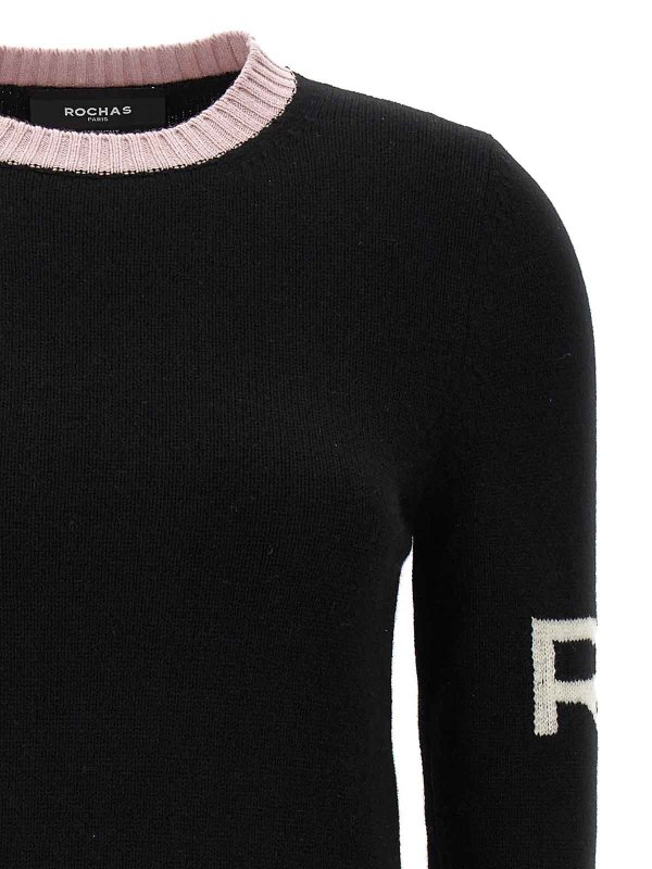 The Best Shops Rochas: Strickpullover mit Rundhalsausschnitt - Rundhalspullover - Schwarz