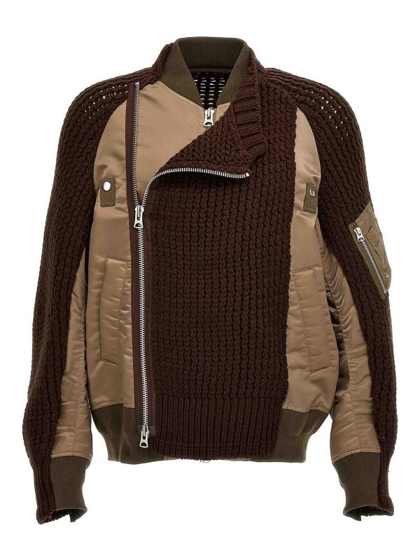 Sacai: blazers - Nylon wool bomber jacket