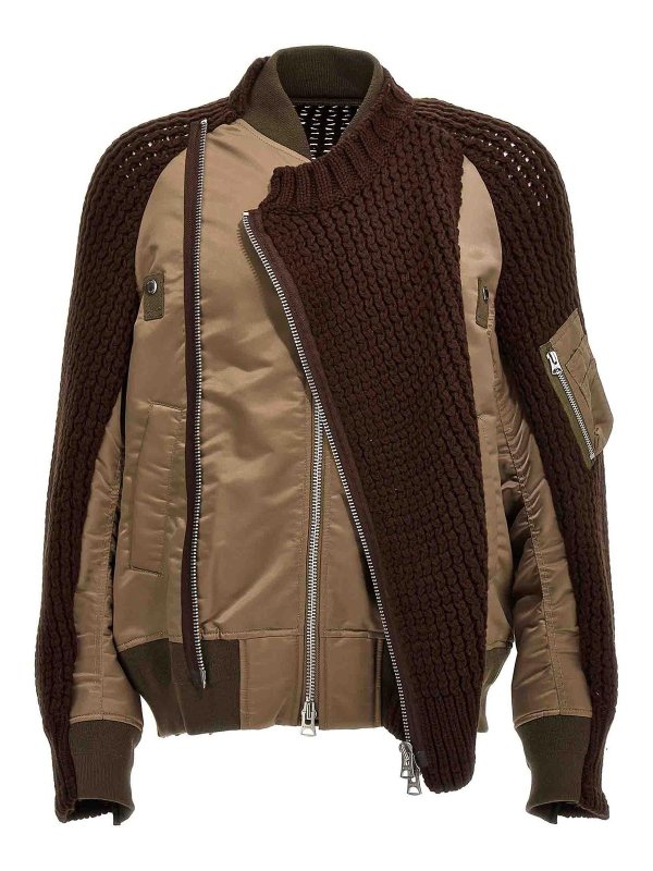 Sacai: blazers online - Nylon wool bomber jacket