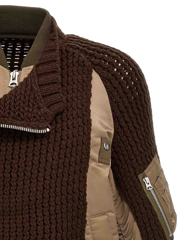 Nylon wool bomber jacket shop online: Sacai