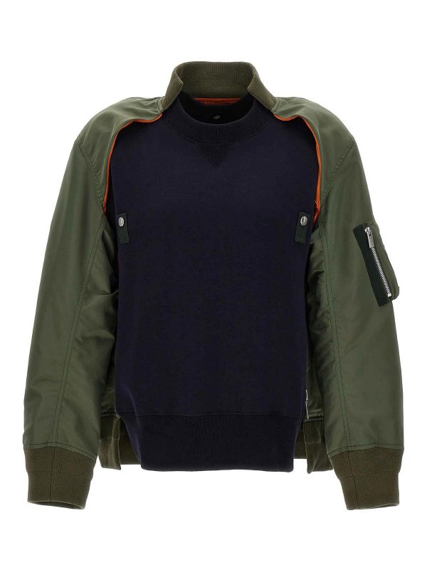 Sacai: Sweatshirts & Sweaters - Nylon insert sweatshirt