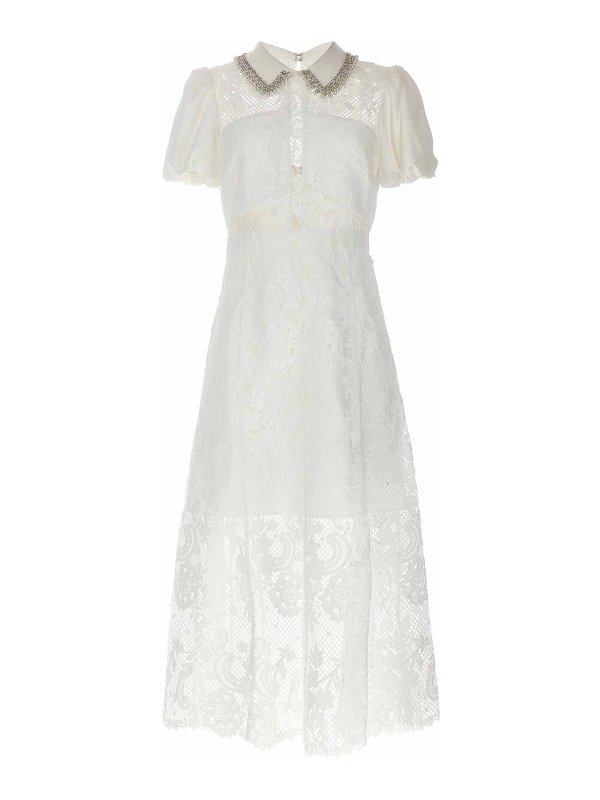 Self Portrait: ニーレングスドレス - 膝丈ドレス - 白