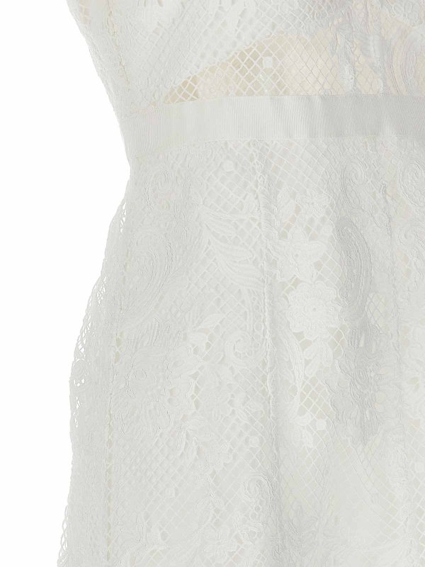 膝丈ドレス - 白 shop online: Self Portrait