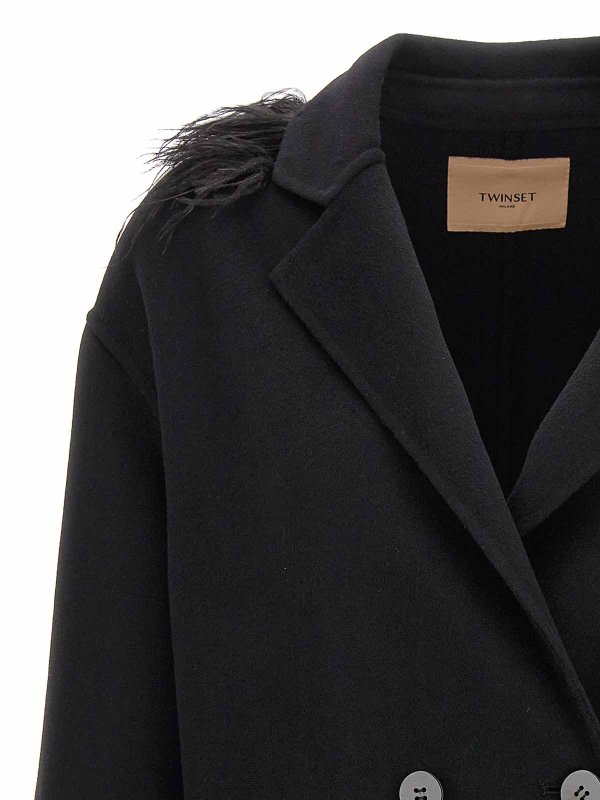 The Best Shops TWINSET: short coats - Feather double breast coat