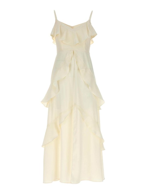 TWINSET: Knielange Kleider - Knielanges Kleid - Weiß