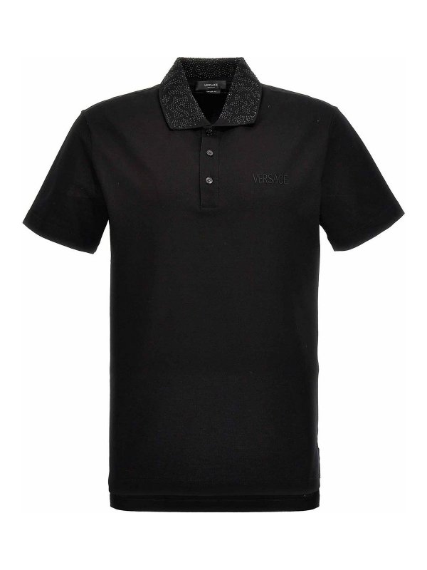 VERSACE: polo shirts - Logo sequin polo shirt