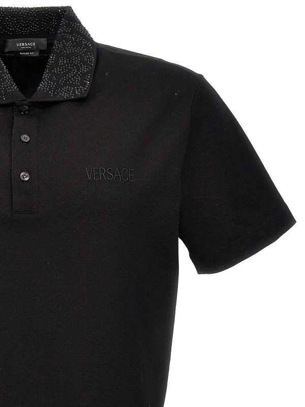 The Best Shops VERSACE: polo shirts - Logo sequin polo shirt