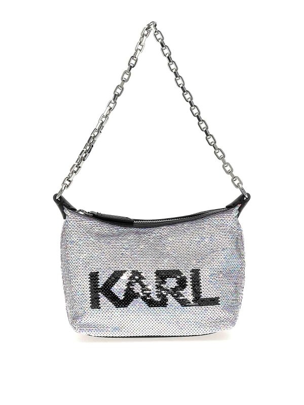 KARL LAGERFELD: クロスボディバッグ - クロスボディバッグ - 銀