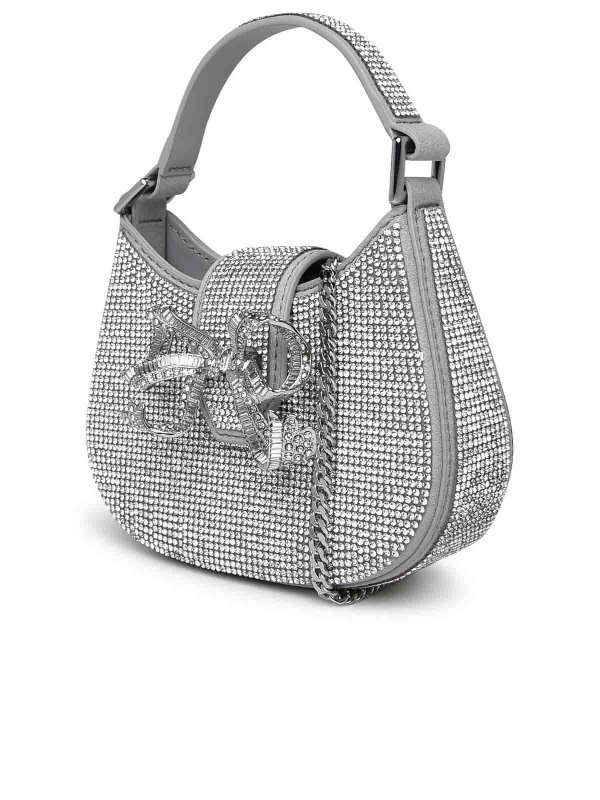 Self Portrait: cross body bags online - Rhinestone crescent bow bag