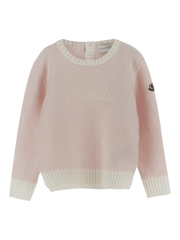 MONCLER JR: Strickpullover mit Rundhalsausschnitt - Rundhalspullover - Nude