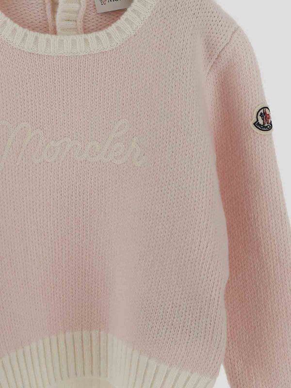 The Best Shops MONCLER JR: Strickpullover mit Rundhalsausschnitt - Rundhalspullover - Nude