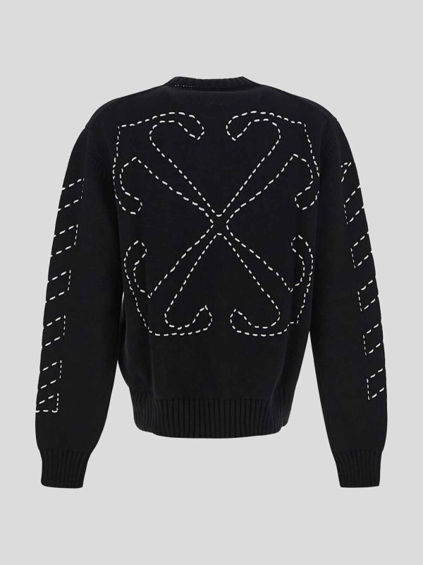 OFF-WHITE: maglia collo rotondo online - maglione bianco sporco