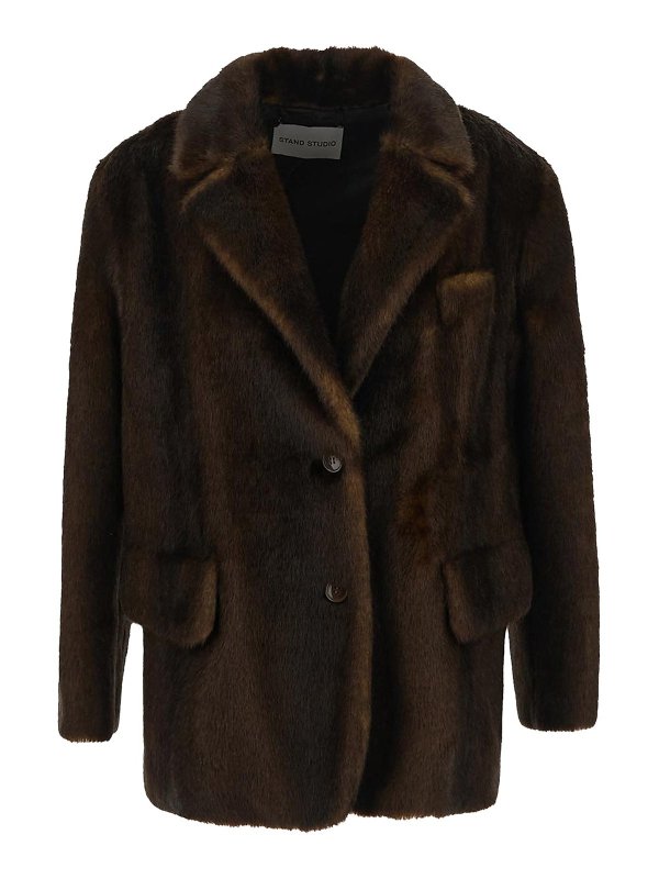 STAND STUDIO: 毛皮＆シアリングコート - ブレザー - 白