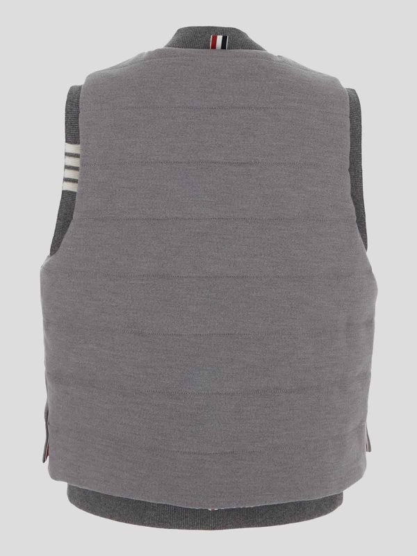 THOM BROWNE: padded jackets online - reversible vest