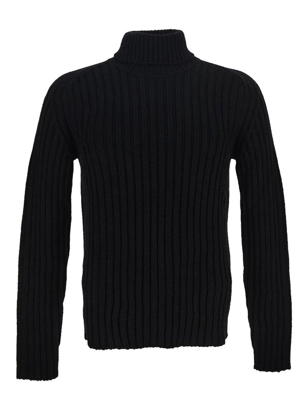 TEN C: Strickpullover mit Rundhalsausschnitt - Rundhalspullover - Schwarz