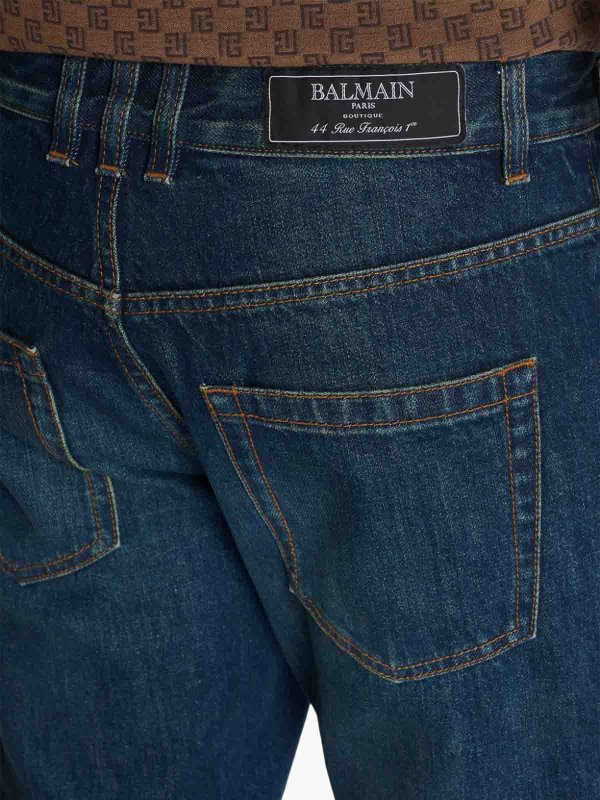 Balmain: bootcut jeans online - Balmain Vintage Logo-Patch Jeans