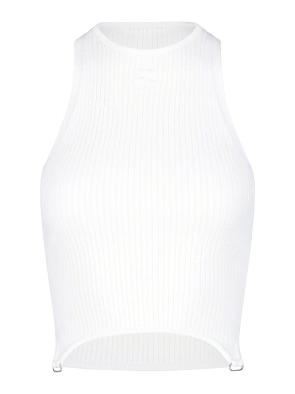 Courreges: Tops & Tank tops - Logo ribbed top