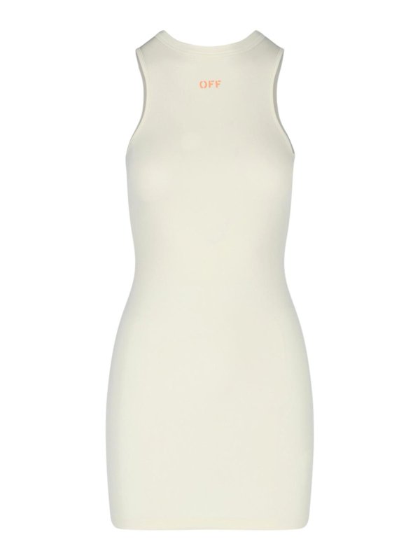 OFF-WHITE: short dresses - Ribbed mini dress