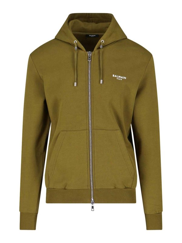 Balmain: Sweatshirts & Sweaters - Logo zip sweatshirt
