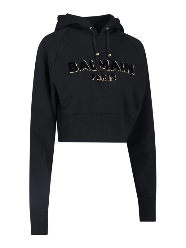 Balmain: Sweatshirts & Sweaters online - Logo cropped sweatshirt