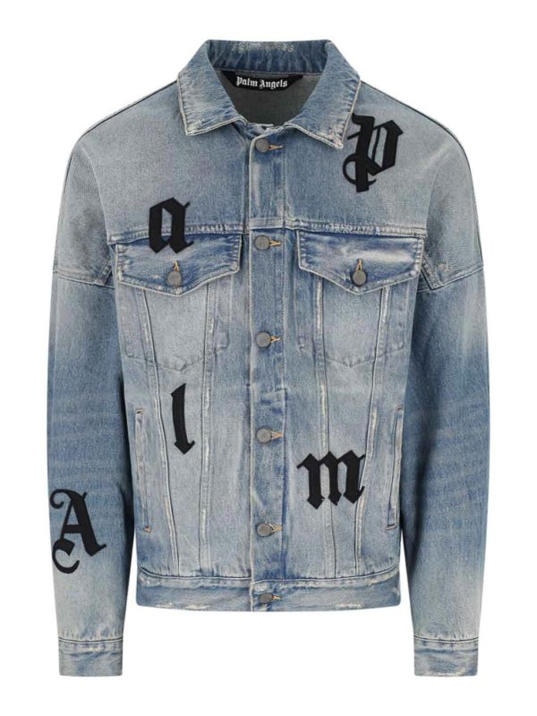 Palm Angels: blazers - Logo denim jacket