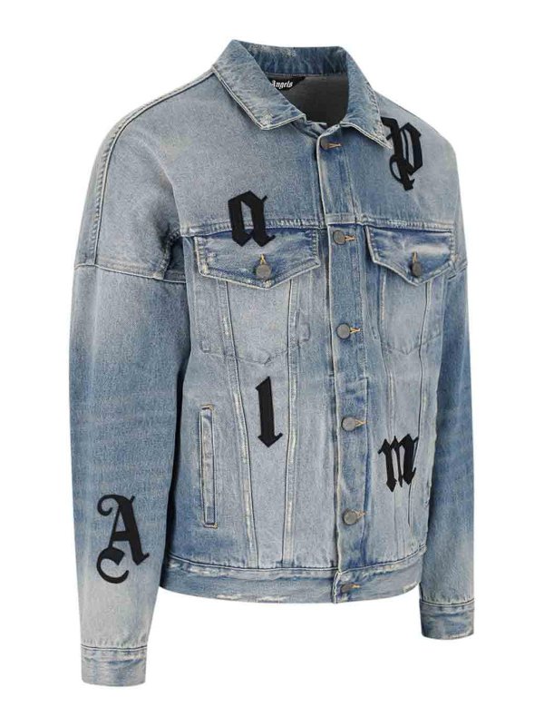 Palm Angels: blazers online - Logo denim jacket