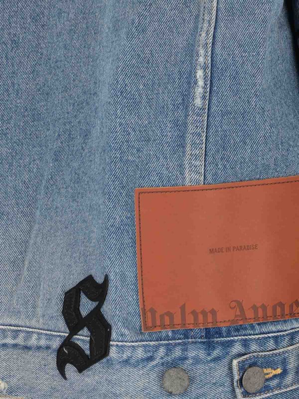 Logo denim jacket shop online: Palm Angels