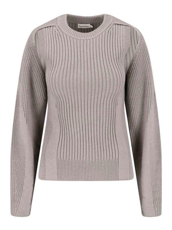 CALVIN KLEIN: Col bateau - Pull Col Bateau - Gris