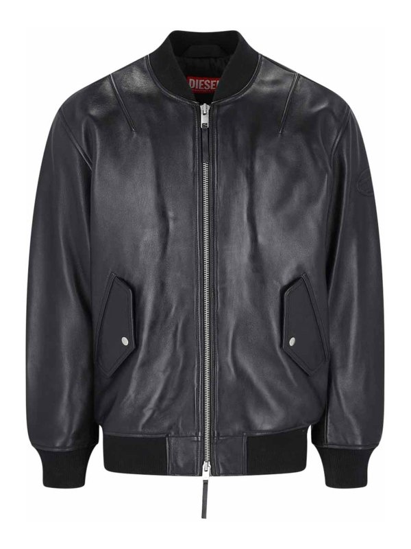 DIESEL: bombers - Leather bomber jacket
