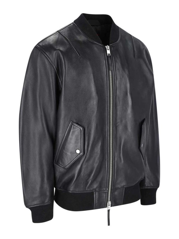 DIESEL: bombers online - Leather bomber jacket