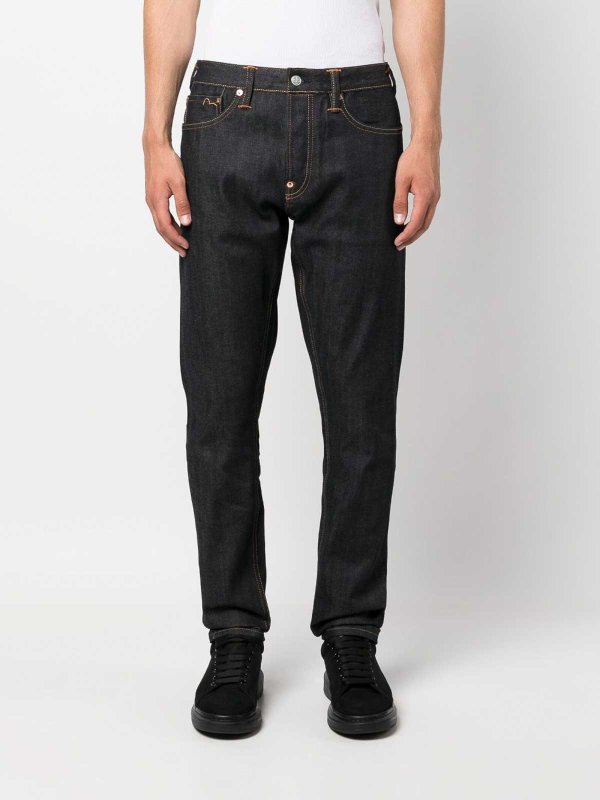 EVISU: bootcut jeans online - Printed denim jeans