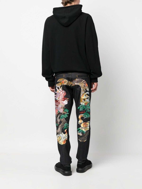 Printed denim jeans shop online: EVISU