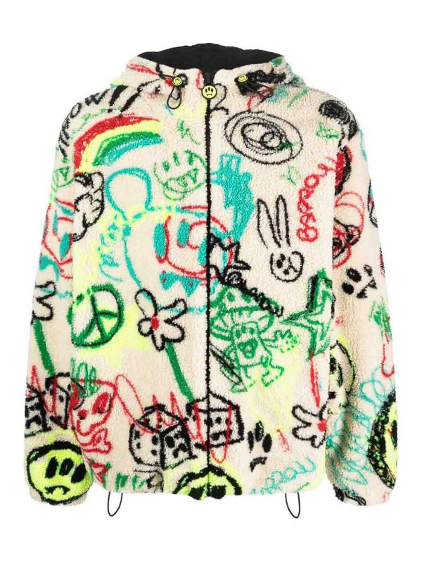 BARROW: casual jackets - Printed faux fur down jacket