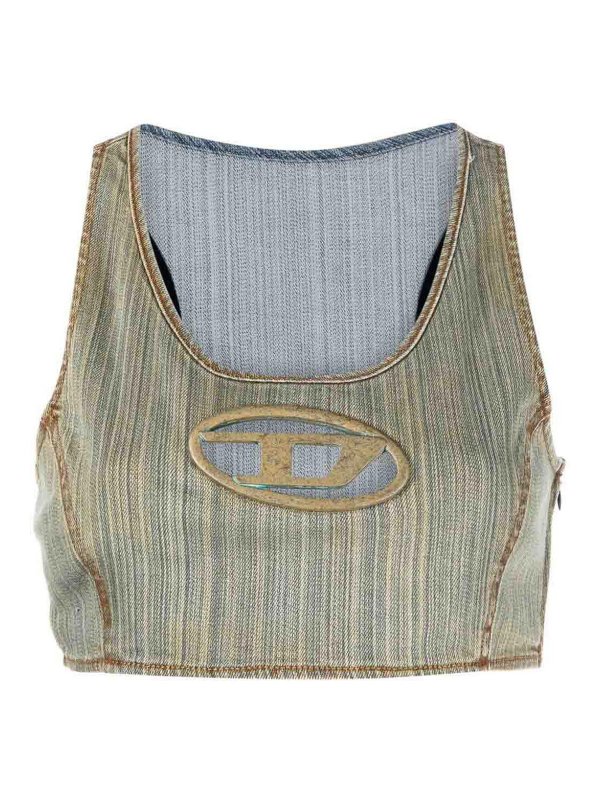 DIESEL: Tops y camisetas sin mangas - Top - Beis