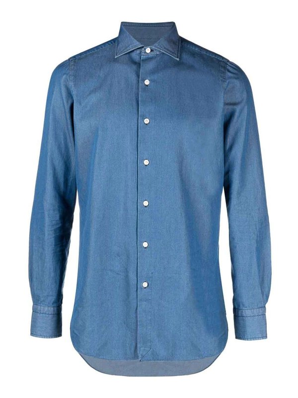 FINAMORE 1925: camicie - Camicia in denim dalla vestibilitÃ  regolare
