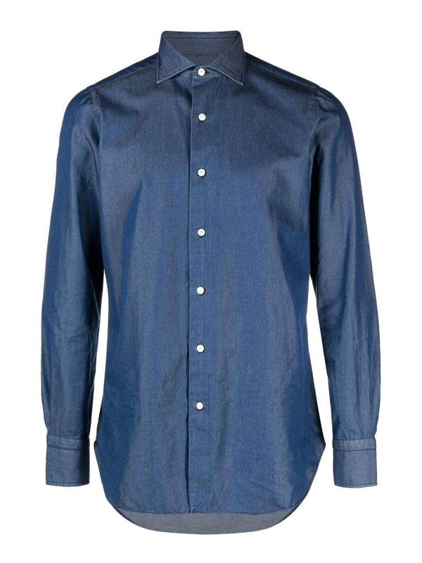 FINAMORE 1925: shirts - Regular fit denim shirt